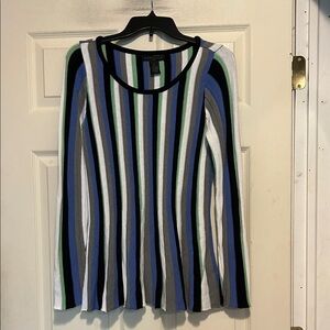 Preswick & Moore Blue Black and White Long Sleeve Sweater Size Petite Large
